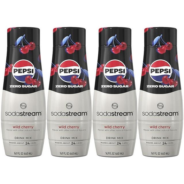 SodaStream Pepsi Wild Cherry Zero Sugar Drink Mix (440ml, Pack of 4)