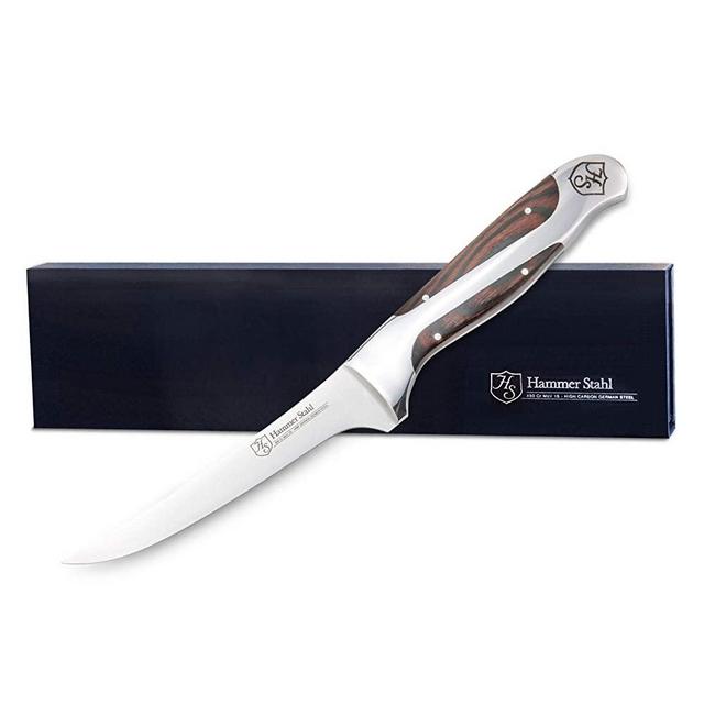 Hammer Stahl 6-Inch Boning Knife - German High Carbon Steel - Curved Flexible Blade for Boning, Filleting, and Trimming - Ergonomic Quad-Tang Handle