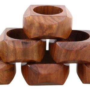 Shalinindia Handmade Artisan Crafted in India Wood Napkin Ring Set of 6