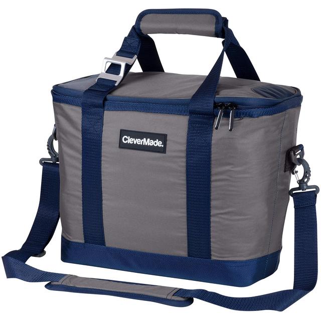 Soft-Sided Collapsible Cooler: 20 Liter Insulated Bag, Grey/Navy