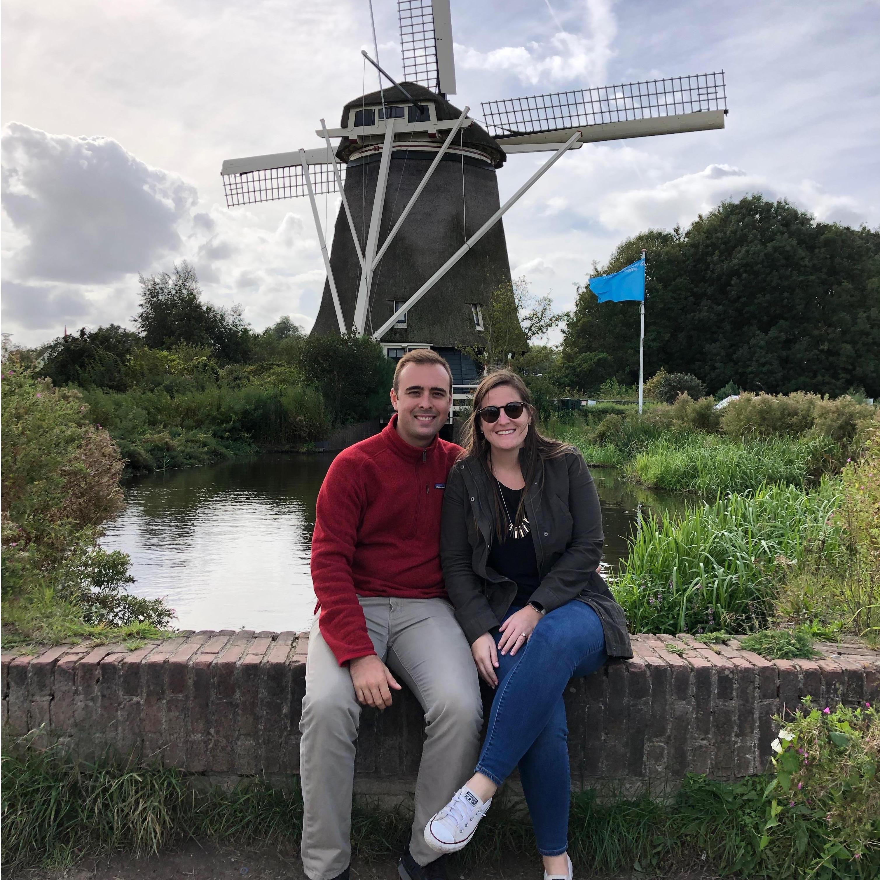 Newly engaged couple enjoying Amsterdam