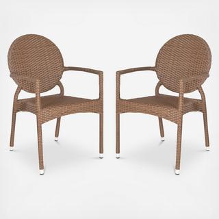 Indoor/Outdoor Stacking Arm Chair, Set of 2