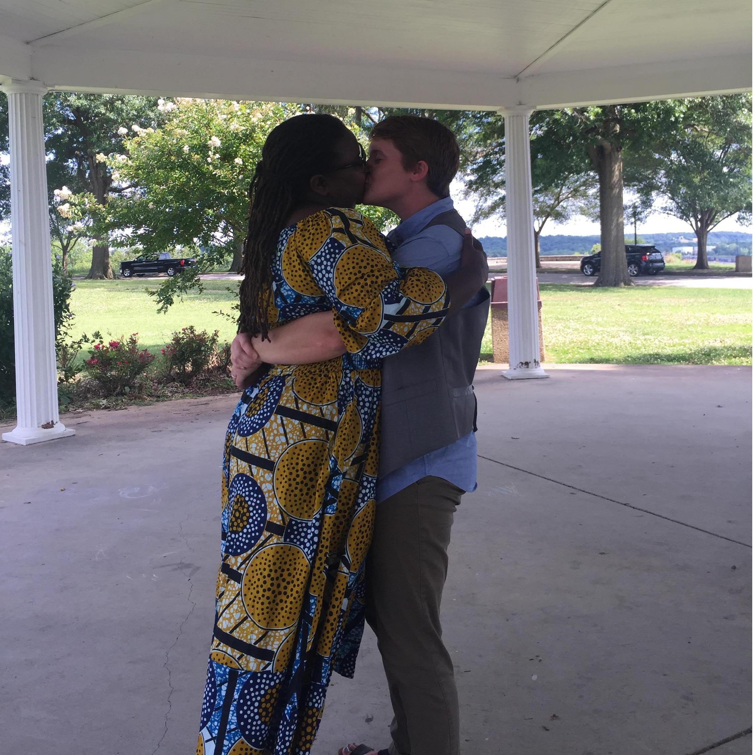 Our first kiss as fiances