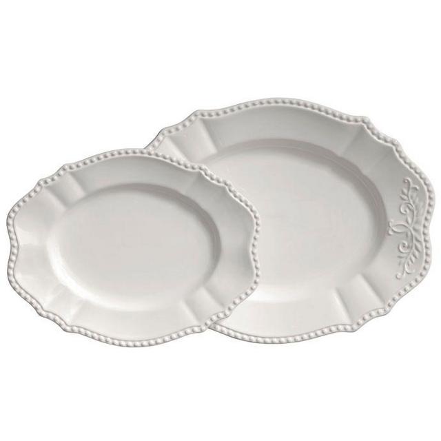 Modern Farmhouse Home Collection™ Embossed 2-Piece Oval Platter Set in White