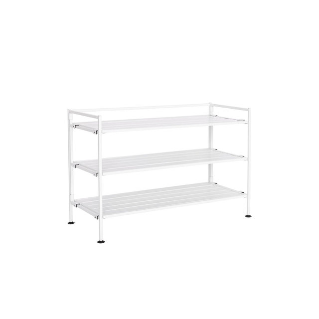 Seville Classics 12-Pair 3-Tier White Resin Sturdy Metal Shoe Rack