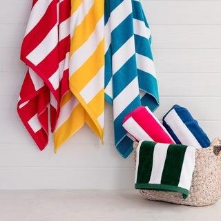 Porch & Den Rosina Oversized 2-Piece Cabana Beach Towel Set - Deep Aqua
