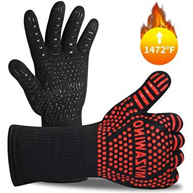 Premium BBQ Gloves, 1472°F Extreme Heat Resistant Oven Gloves, Grilling Gloves with Cut Resistant, Durable Fireproof Kitchen Oven Mitts Designed for Cooking, Grill, Frying, Baking, Barbecue-1 pair