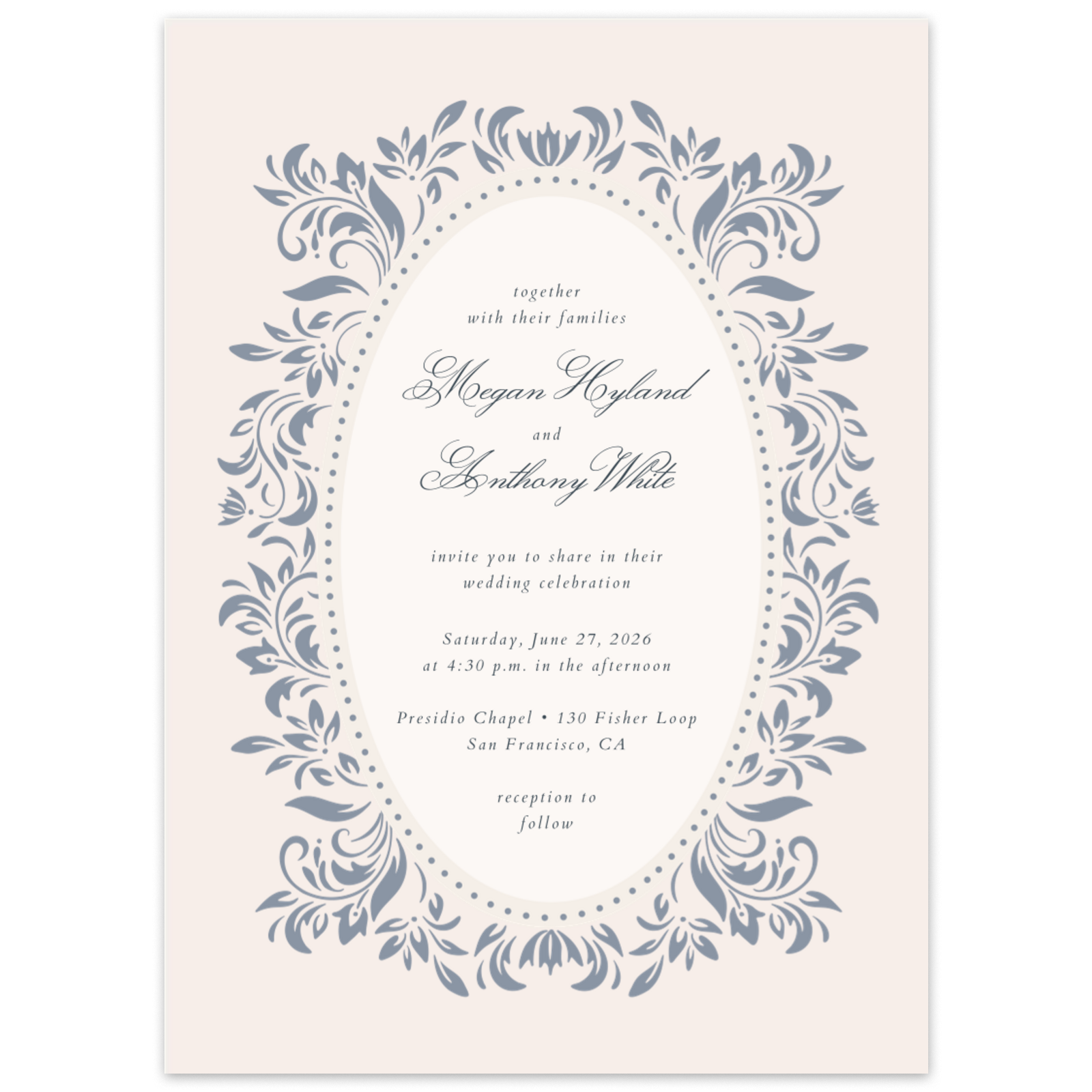 Palais Portrait | Light Khaki | Zola Wedding Invitations, image size:1600x1600