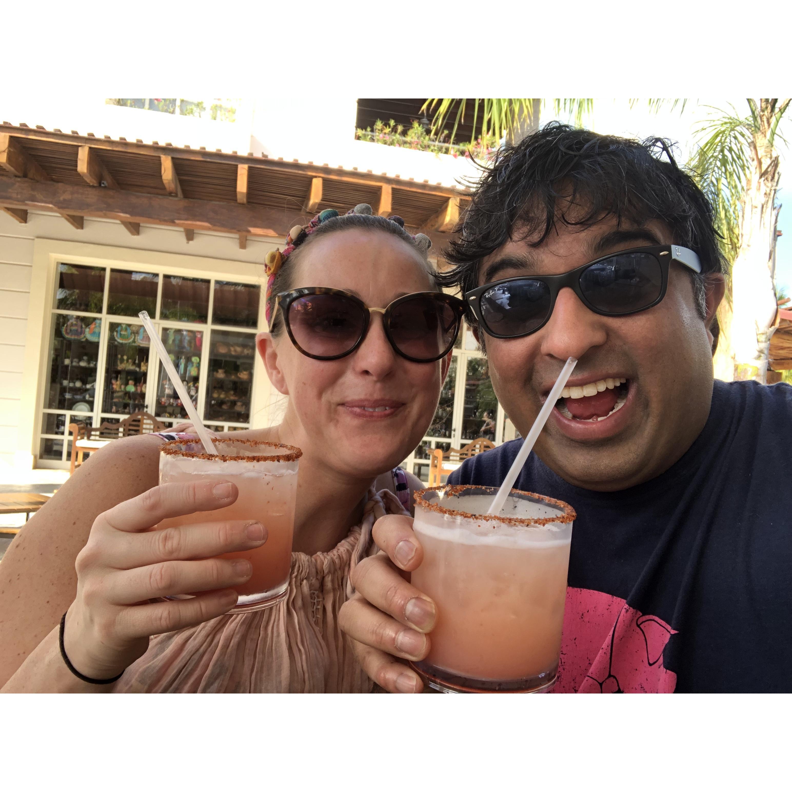 Our favorite! Guava margarita with a tajin rim!