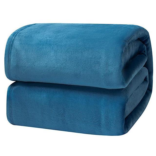 Bedsure Flannel Fleece Blanket King Size (108"x90"), Mediterranian Blue - Lightweight Blanket for Sofa, Couch, Bed, Camping, Travel - Super Soft Cozy Microfiber Blanket