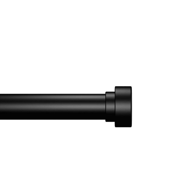 Joydeco Curtain Rods for Windows 16 to 28 inches Adjustable Decorative Window single rod with Aluminium Finials(16" to 28",1PCS,Black)