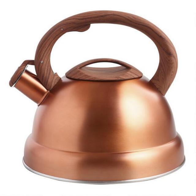 Brushed Copper Tea Kettle With Rubber Base