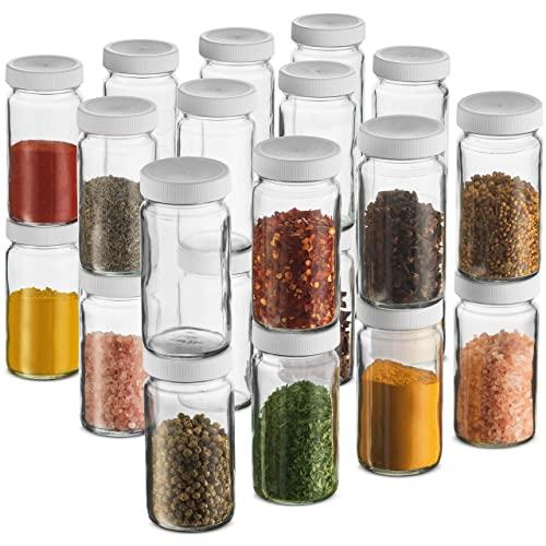 Small Glass Mason Jars 4 Ounce Mini Jars Full-Width Mouth, BPA Free Plastic Airtight Lid, For Jam, Jelly, Dressings, baby food, Crafts, Spices, Food Storage, Wedding favors, Decorating Jar (24 Pack)