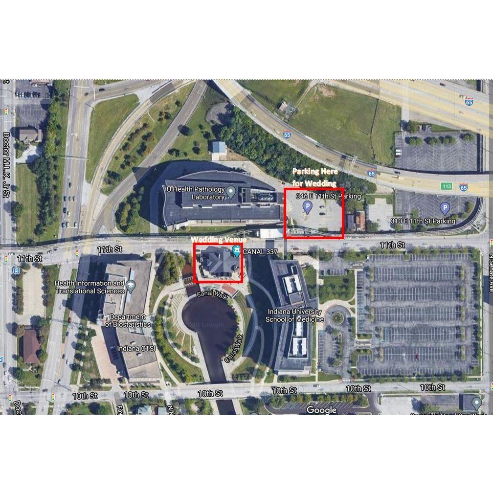 Parking is available across the street from Canal 337 at the IU Health Fairbanks building. Parking is $6 for the day.