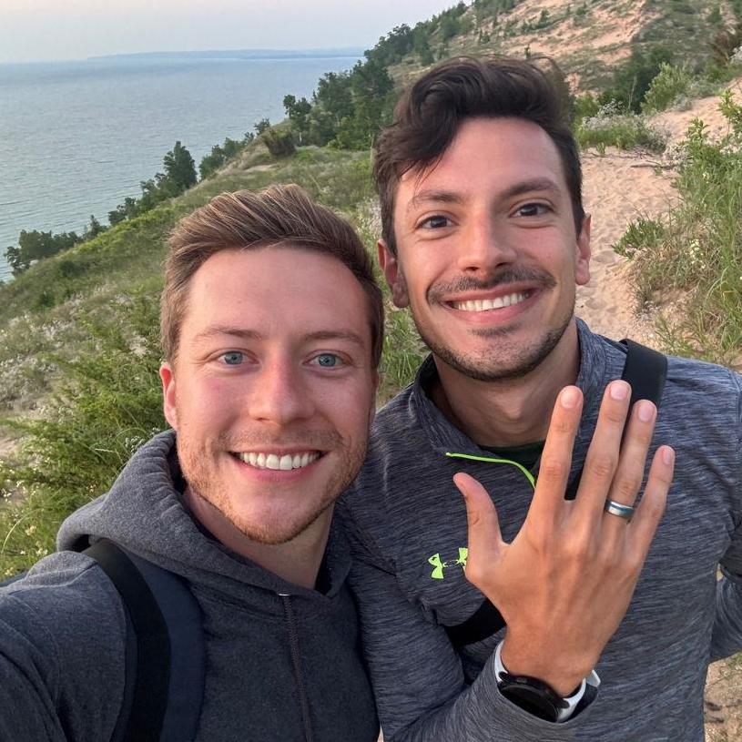 July 14, 2025 - Quinton proposed to Dylan within the Empire Bluff Trail, at sunset!