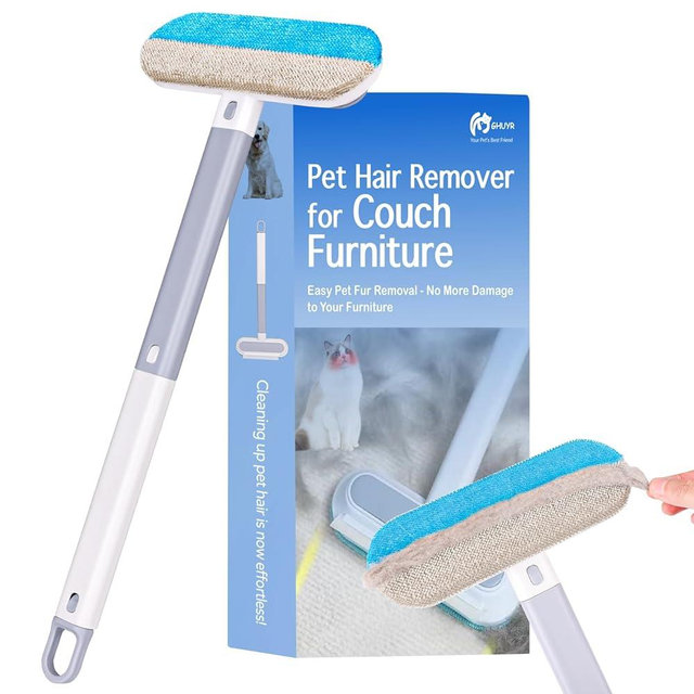 GHUYR Cat and Dog Hair Remover for Couch & Furniture, Better Than Lint Rollers for Pet Hair, Reusable, Washable Fur Cleaner for Carpets, Clothing, Bedding, Portable Multi-Surface Tool for Home & Car