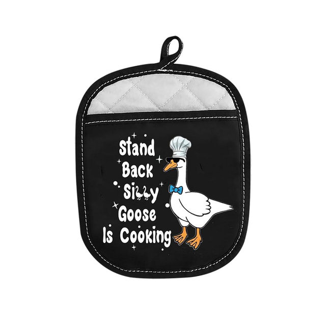 Funny Stupid Goose Stand Back Goose is Cooking Kitchen Pot Holder Goose Animal Lover Oven Mitt New Home Mother Father Gift (Goose is Cooking)