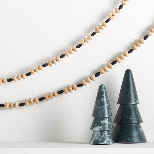 Black and Natural Wood Bead Garland 6'