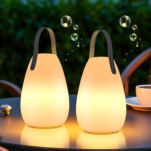 uuffoo Table Lamp Speaker Shower lamp Night Light with Remote Patio Outdoor Speaker with Lights IP44 Ideal for Patio Gardon Party Gifts (2 Pack)