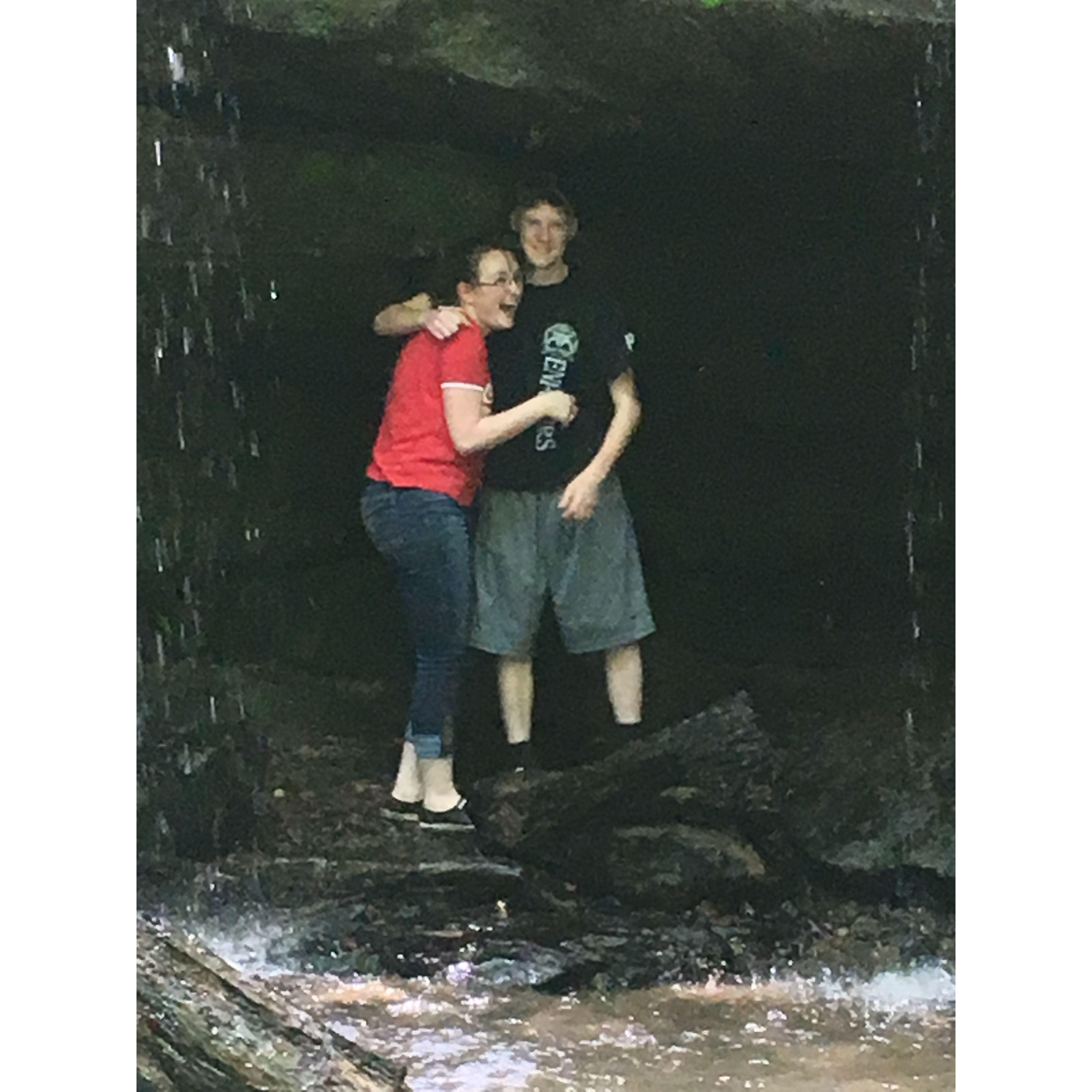 Just exploring under a waterfall, 2017