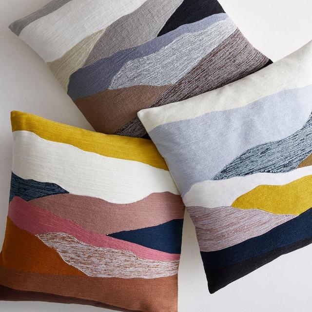 Crewel Landscape Pillow Cover