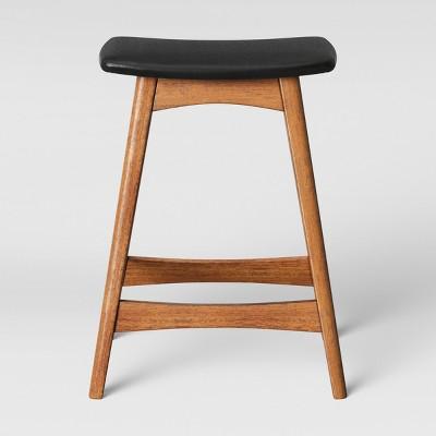 Domela Modern Saddle Counter Stool Faux Leather Brown - Project 62™