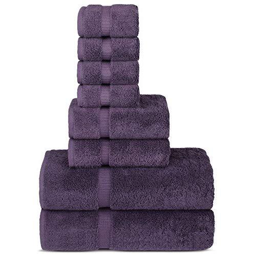 Chakir Turkish Linens Hotel & Spa Quality, Highly Absorbent Towel Set (Set of 8, Plum)