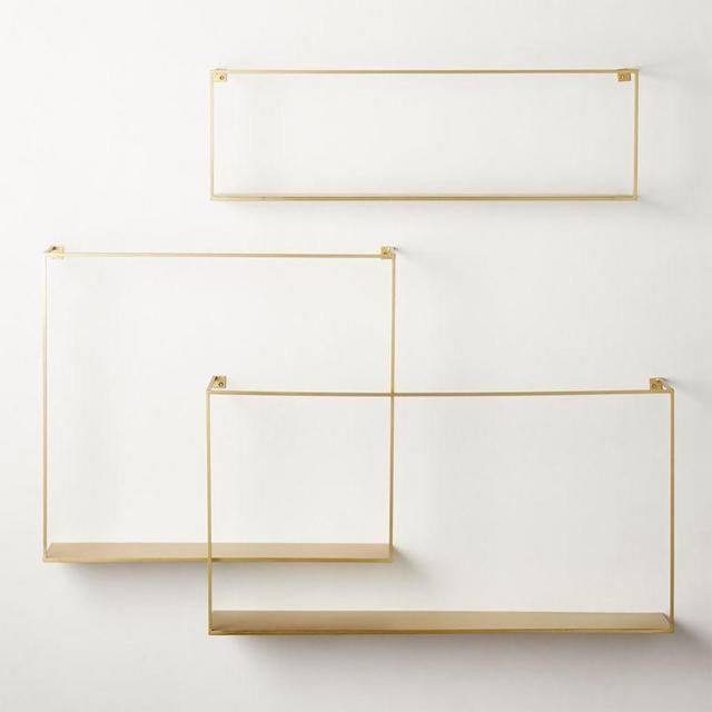 Antiqued Brass Floating Shelves Set of 3