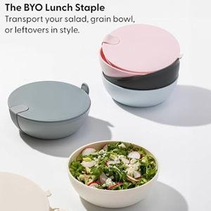 W&P Porter Plastic Bowl Lunch Container w/ Protective Non-slip Exterior, 1 Liter | Lid & Snap-tight Silicone Strap | Food Storage, Bento Box, Meal Prep | BPA-Free Plastic