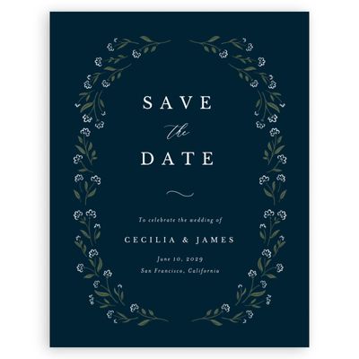 Darkest Teal, Blue Wedding Digital Save the Date - Samlet Portrait