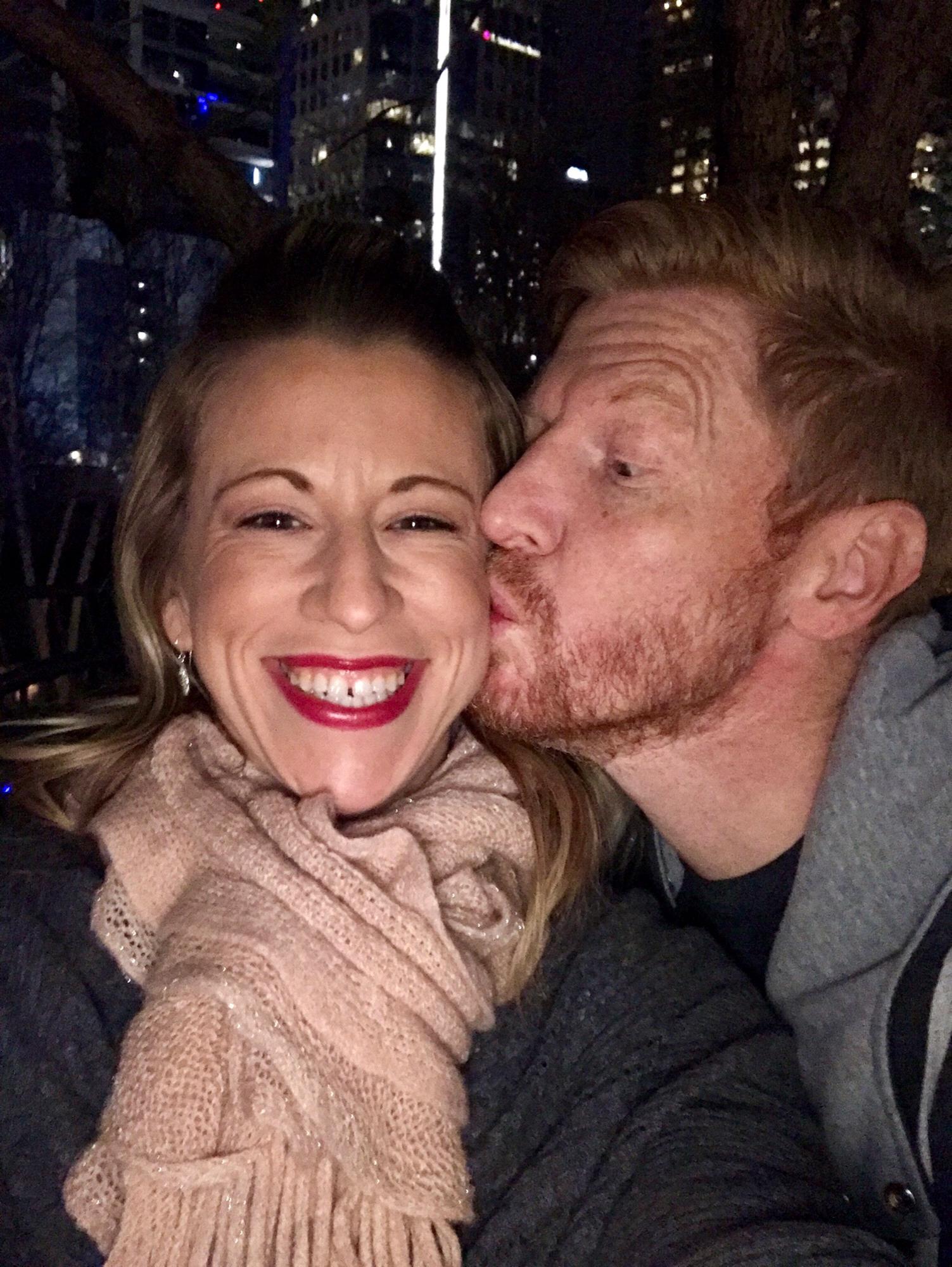 The day after we got engaged hanging out at Klyde Warren Park, January 2018