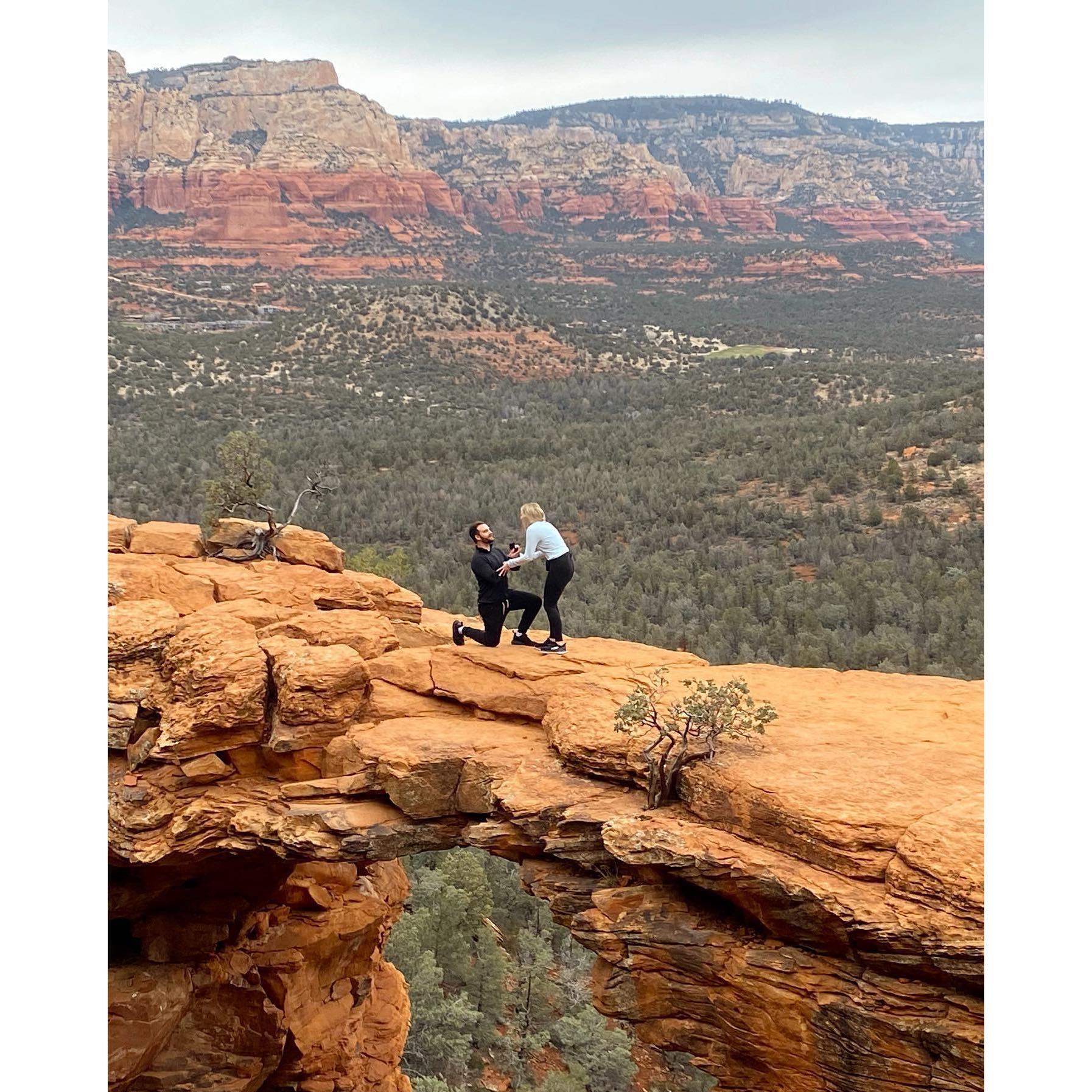 Jake proposed to Tori in Sedona, Arizona. A special place to both the bride and groom when they grew their career and grew as adults when they lived in Arizona for 2 1/2 years.