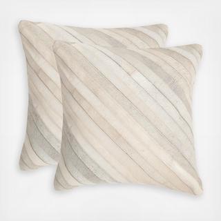 Diagonal Stripes Cowhide Square Pillow, Set of 2