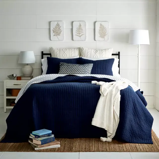 Bee & Willow™ Home Stitched 3-Piece Full/Queen Quilt Set in Blue