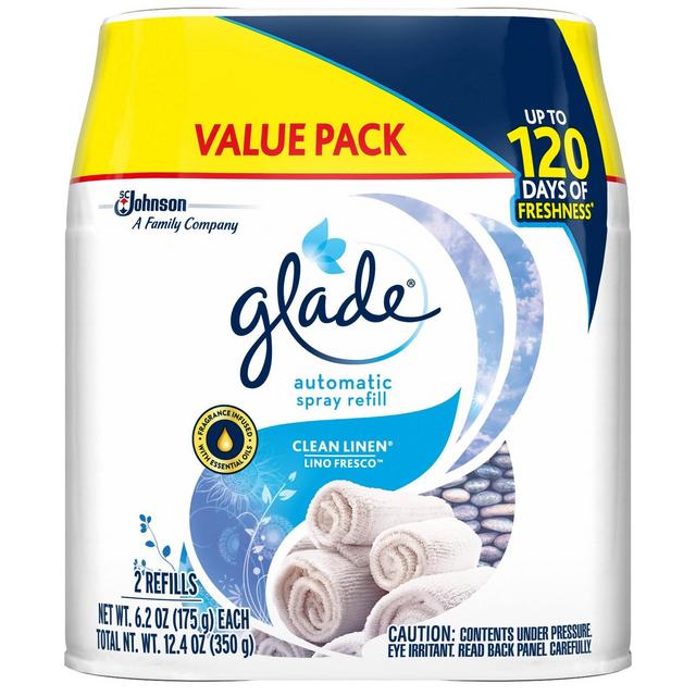 Glade Clean Linen Automatic Spray Refill - 2ct