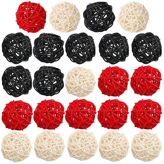 DomeStar Decorative Balls for Bowl Centerpiece, 24PCS Rattan Balls Wicker Balls Decorative Twig Orbs Spheres Bowl Fillers Vase Fillers Home Decor