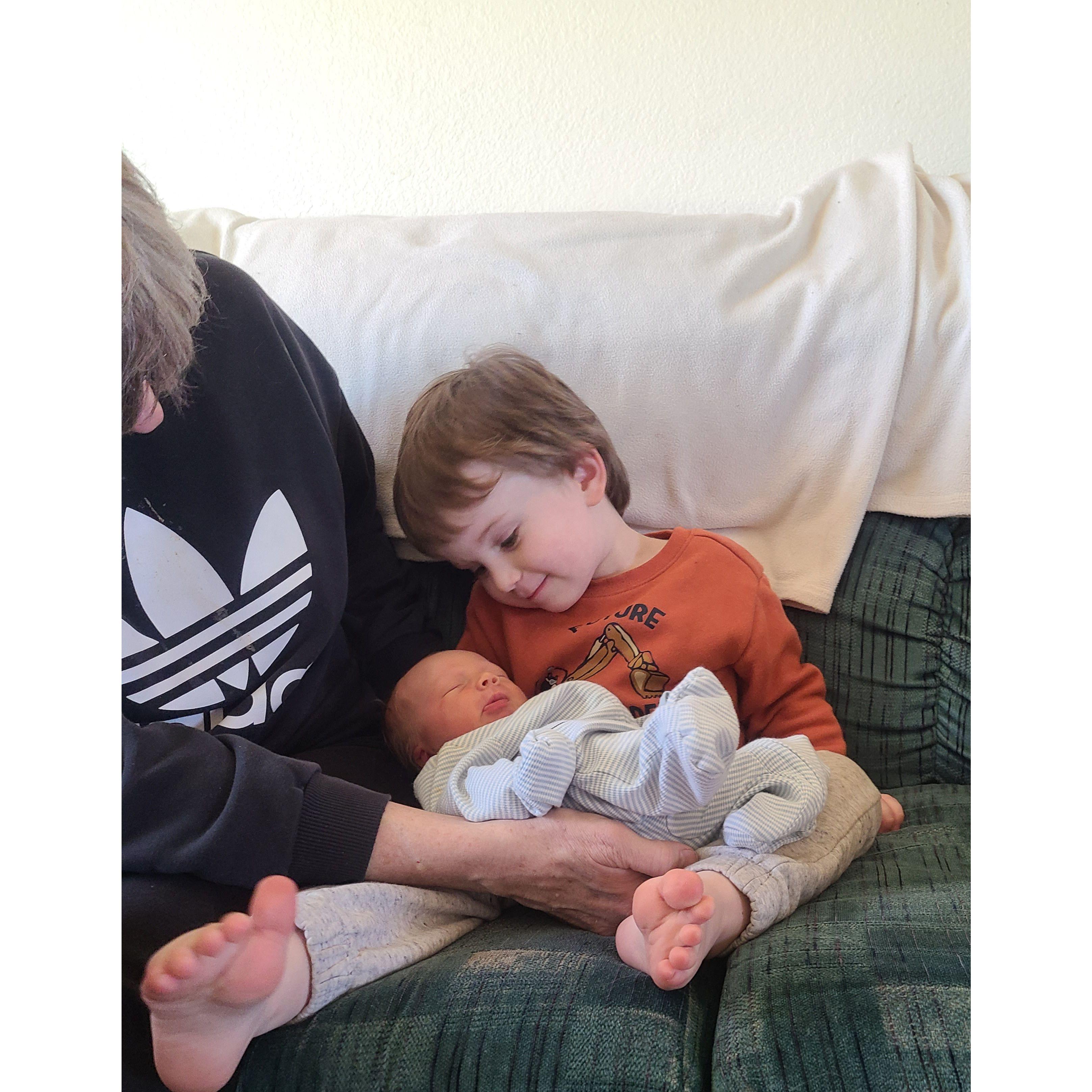Our family grew again! We now have 3 boys. Jackson, Wyatt, and Hayden. This is a photo from when Wyatt met Hayden for the first time. - Flagstaff, AZ