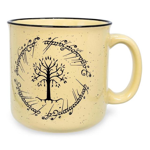 The Lord of the Rings Gondor Elven Script Ceramic Camper Mug | BPA-Free Travel Coffee Cup For Espresso, Caffeine, Cocoa | Home & Kitchen Essentials, Hobbit Gifts and Collectibles | Holds 20 Ounces