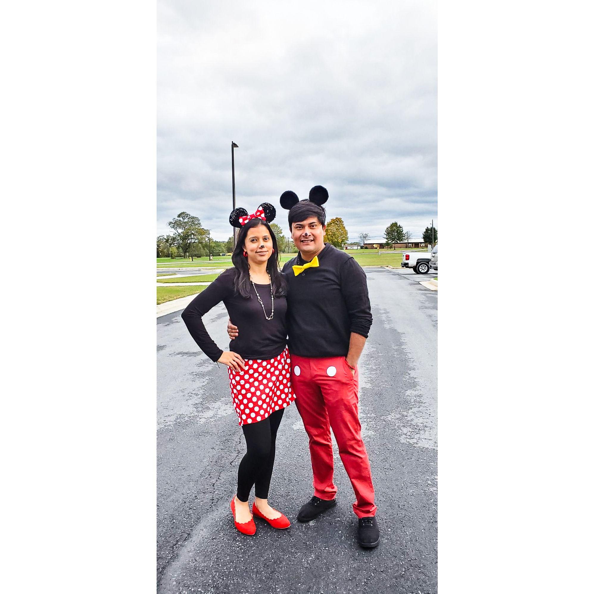 I always wanted to wear a matching costume with someone. It came true during our first year of dating! I made his bow and ears.