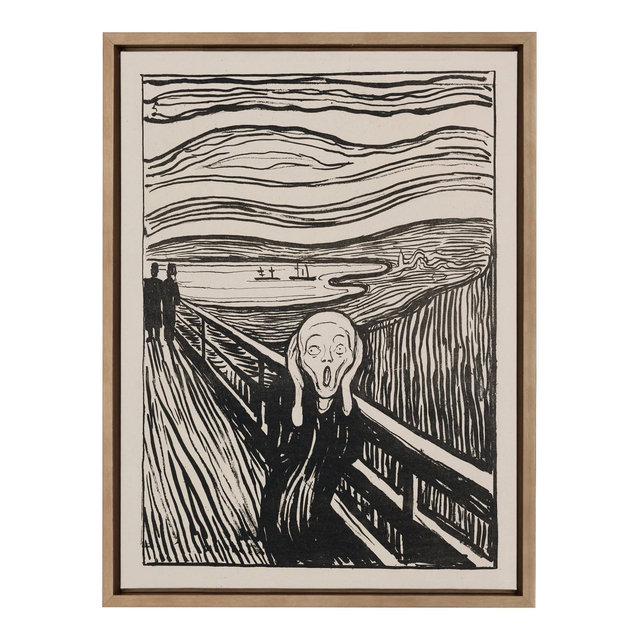 Kate & Laurel All Things Decor 18"x24" Sylvie Edvard Munch The Scream 1895 The Art Institute of Chicago Framed Canvas Wall Art