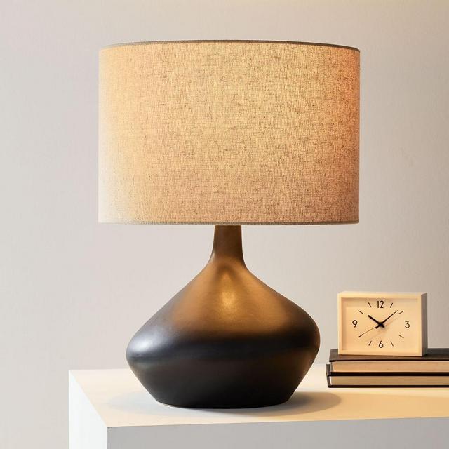 Asymmetric Ceramic Table Lamp, Small, Black