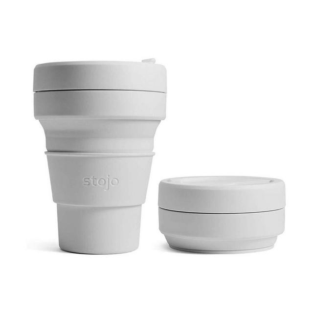 Stojo On The Go Coffee Cup | Pocket Size Collapsible Silicone Travel Cup – Cashmere, 12oz / 355ml | No Straw Included