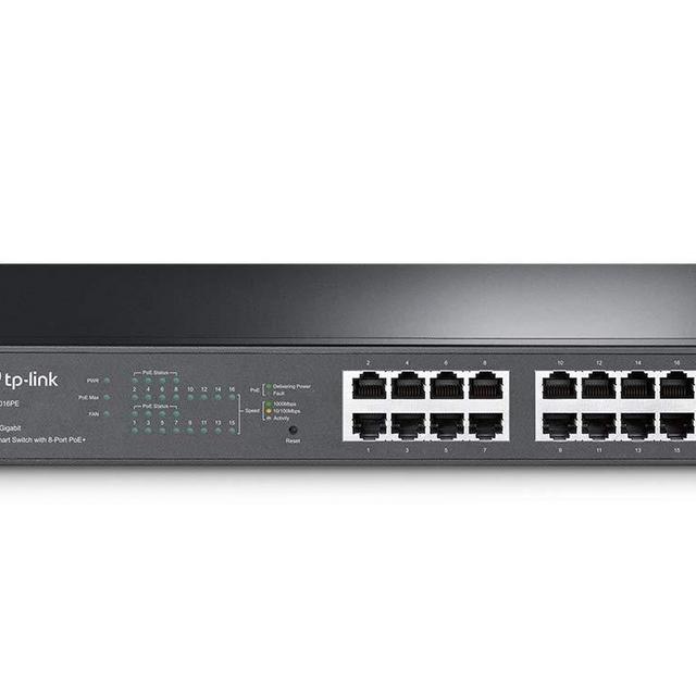 TP-Link TL-SG1016PE | 16 Port Gigabit PoE Switch | Easy Smart Managed | 8 PoE+ Ports @150W | Plug & Play | Sturdy Metal w/ Shielded Ports | QoS, Vlan, IGMP & LAG | Limited Lifetime Protection