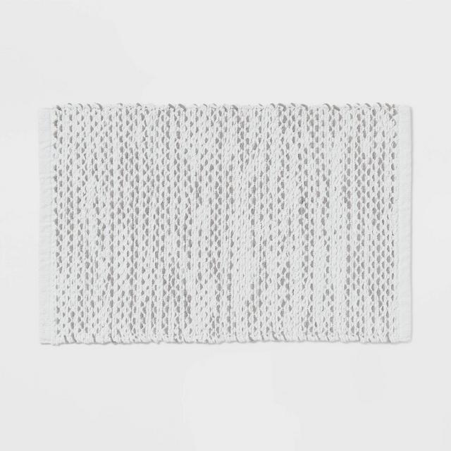 20"x30" Traditional Chenille Bath Rug Gray/White - Threshold™