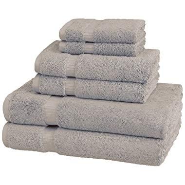 Pinzon Organic Cotton Bathroom Towels, 6 Piece Set, Marble Grey