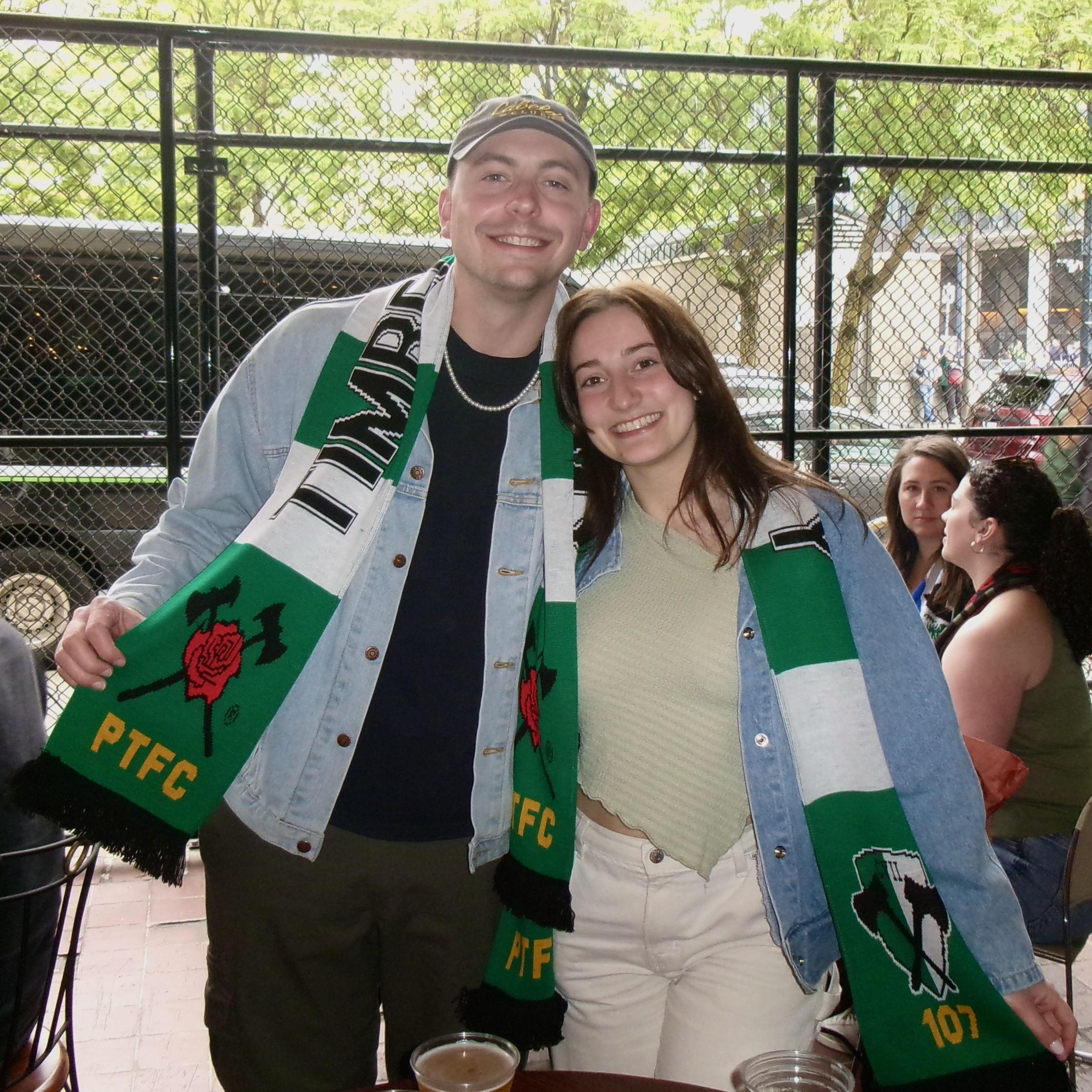 A lovely couple we met in Portland gave us these Timbers scarves as an engagement gift!