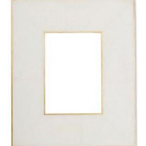 Revised Brass Bordered Stone Picture Frame, 5" X 7", White