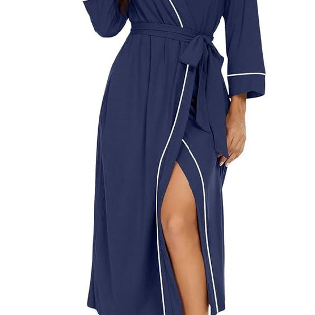 PrinStory Womens Robe Long Kint Bathrobe Lightweight Soft Robes Ladies Bath Robe