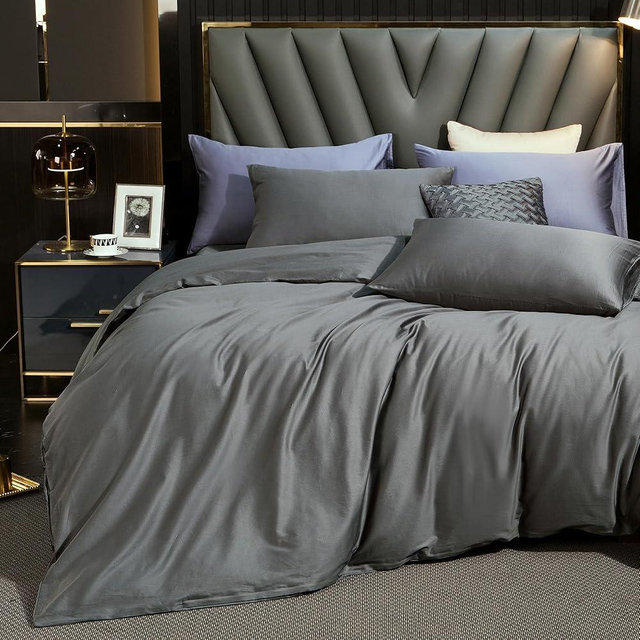 MooMee Duvet Cover Set 100% Extra Long Staple Cotton 600 Thread Count Silky Sateen Smooth Luxury Soft Breathable Durable Hotel Quality Bedding, 3 Piecess (Dark Gray, Oversized King 120"x98")