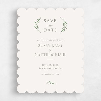 Green Scalloped Wedding Save the Date - Clairemont Portrait